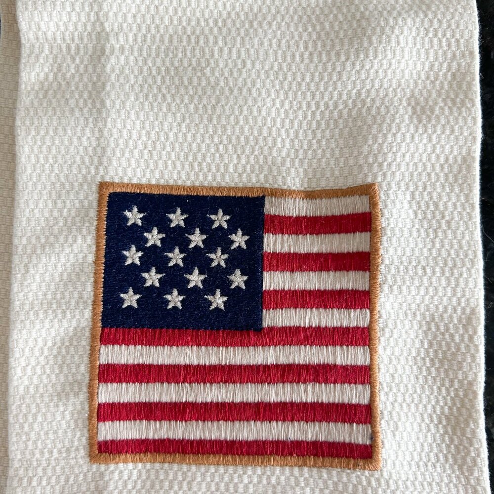 Patriotic Linen Kitchen or Bath Towel, Flag Towel, New with Tags Americana Decor - Picture 2 of 5